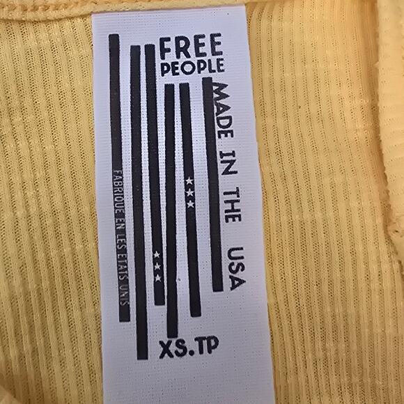 Free People Yellow Burn Out Ribbed Summer Athletic Tank Top XS - Picture 3 of 4